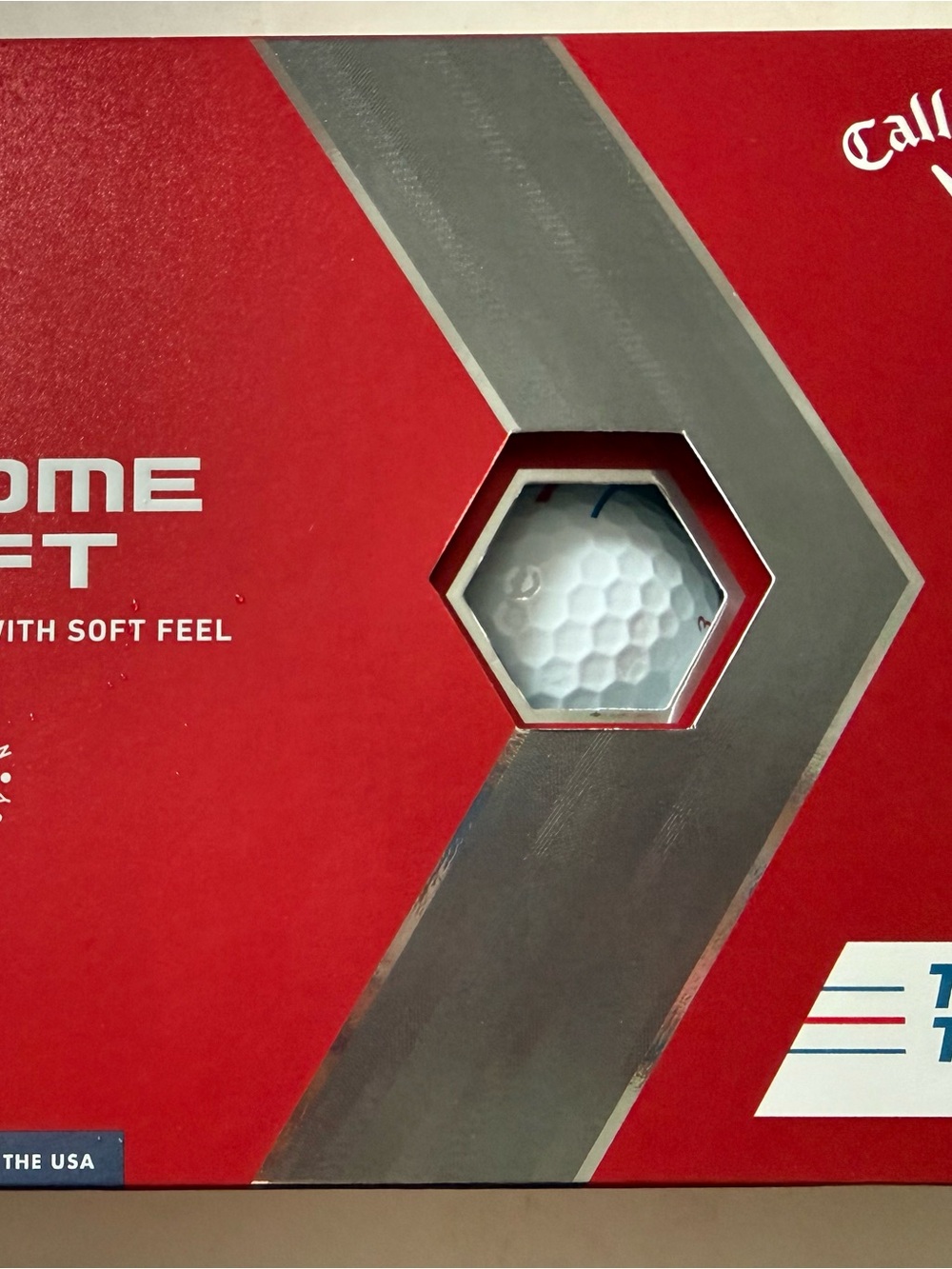 Callaway Chrome Soft Golf Ball Packaging - Red and White